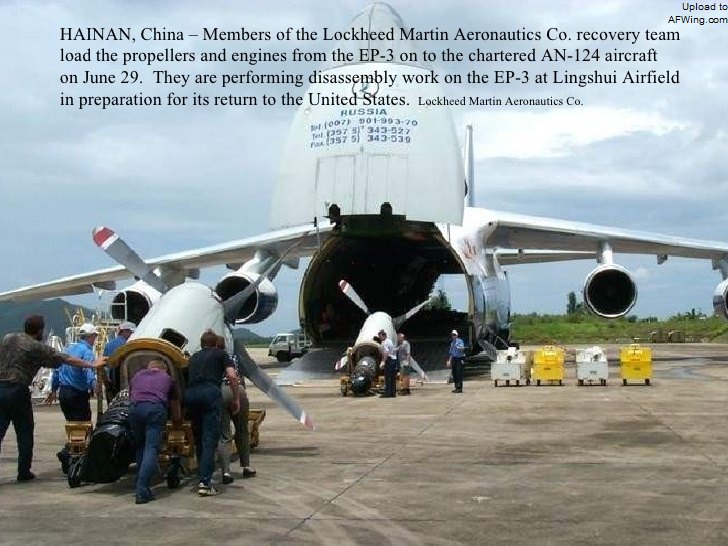 2001年6-7月间，波莱特航空公司的一架安-124飞到我国海南岛，运输在4月1日因和一架歼-8II战斗机相撞而迫降在此的美国海军EP-3