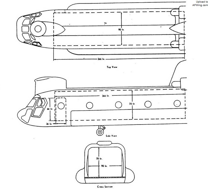 CH-47A的货舱尺寸