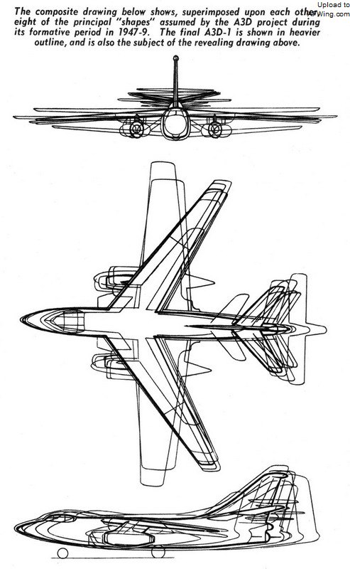 1947~49年间A3D构型的变化，最后的粗线就是A3D-1