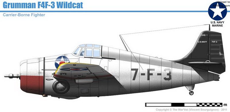 1940年末配属于&ldquo;游骑兵&rdquo;的VF-4和&ldquo;胡蜂&rdquo;的VF-7的涂装参考。当时美国海军为了识别各航母的舰载机，给同一艘航母的舰载机都涂装了相同的尾翼颜色。给&ldquo;游骑兵&rdquo;分配的颜色是绿色，而给&ldquo;胡蜂&rdquo;分配的颜色是黑色