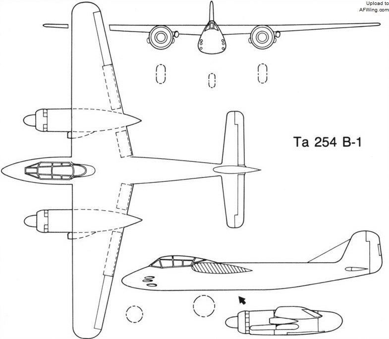 Ta 254B-1双座夜间战斗机三面图