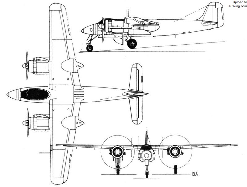 Ta 154A型三面图