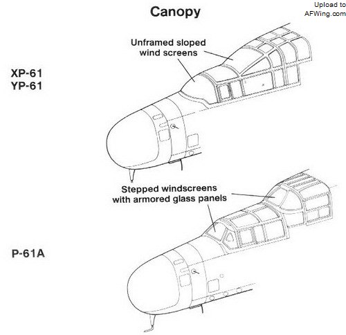 P-61A生产型座舱盖的变化