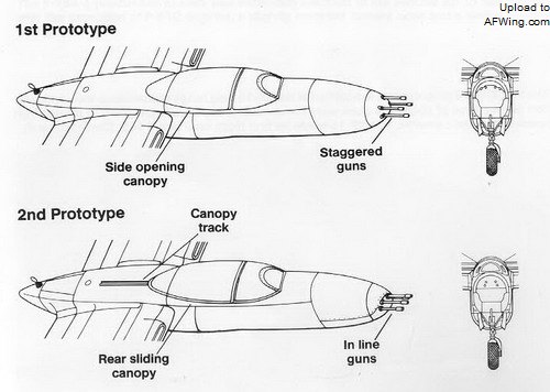 XP-61E两架原型机之间的区别