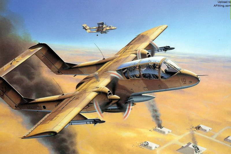 海湾战争期间美国海军陆战队的OV-10A，翼下挂载了&ldquo;响尾蛇&rdquo;空空导弹