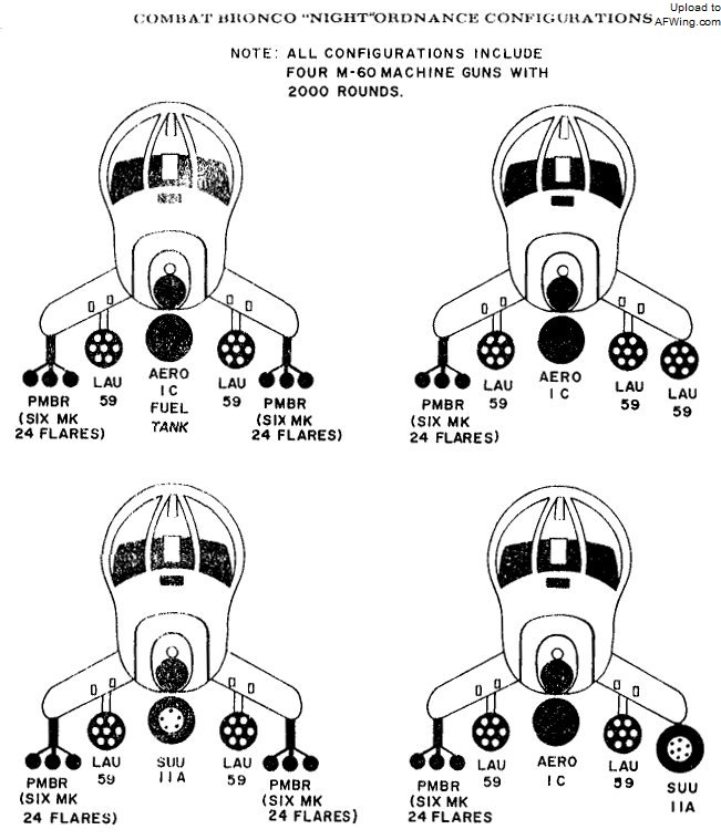 OV-10的夜间任务武器挂载方案,注意照明弹