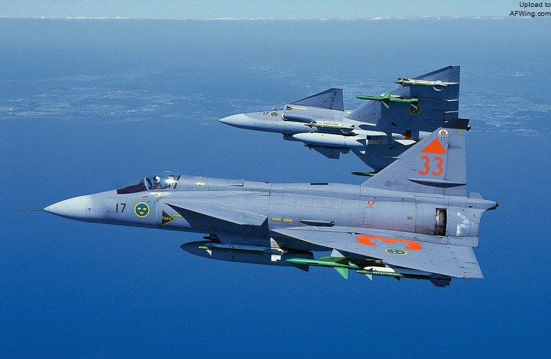 挂载Rb 71和Rb 74空空导弹的JA-37