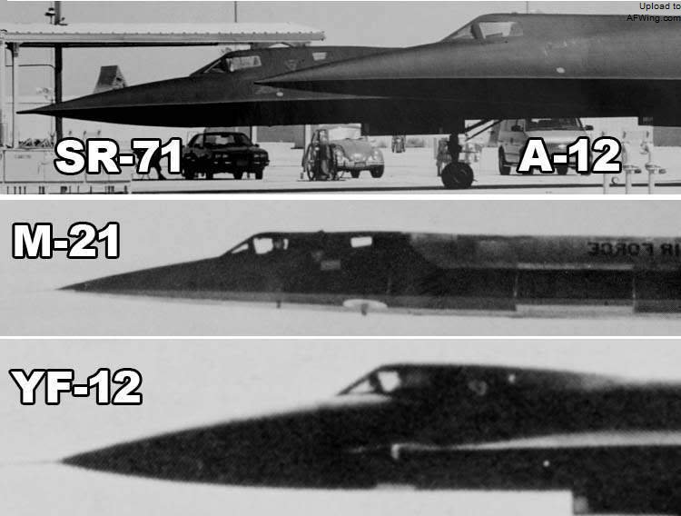 SR-71，A-12，YF-12，M-21的机头外形有所不同