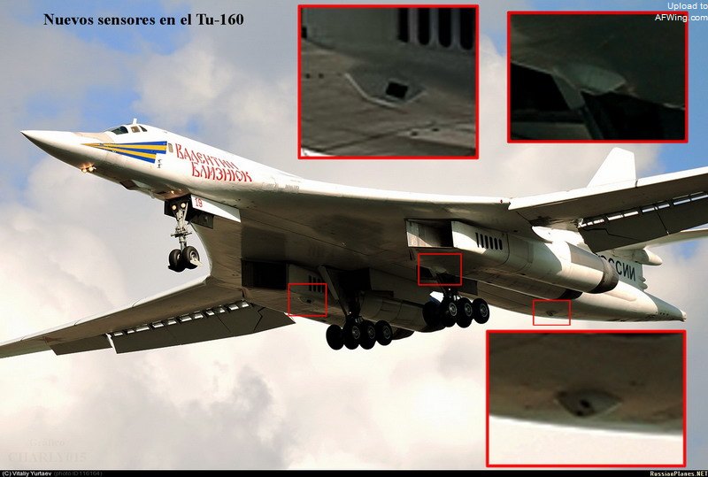 图-160M原型机红19&ldquo;瓦伦丁&middot;布利兹尼克&rdquo;号机身下方增加的传感器鼓包