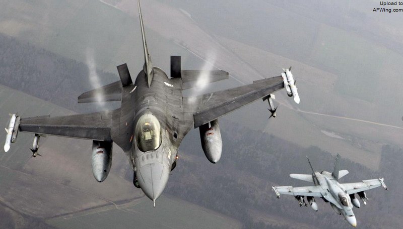 如今F-16和F-18已经成为各自军种的主力打击战斗机