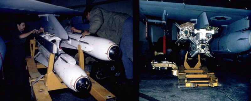 地勤们正在给F-16挂载AGM-65幼畜空对地导弹，由于内侧与副油箱之间的空间限制，三联装挂架上只挂载了2枚导弹