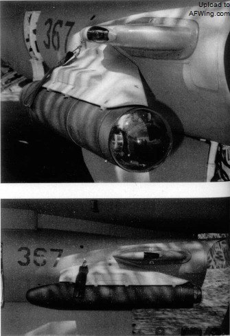 F-16C Blk30闪电367和Blk40闪电II547进气道左下方挂载的AN/AAS-35铺路便士激光目标跟踪吊舱，这种设备被安装在A-4N和幼狮C7上，用于激光制导炸弹的投放。因为型号的不同，吊舱在闪电上的挂点要稍高于闪电II