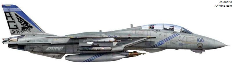F-14B 163220/AG100，VF-143&ldquo;呕吐犬&rdquo;中队，约翰.肯尼迪号，2002年3月