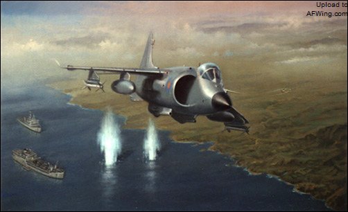 海鹞在圣卡洛斯湾上空持续执行战斗空中巡逻，Artist:Geoff Lea